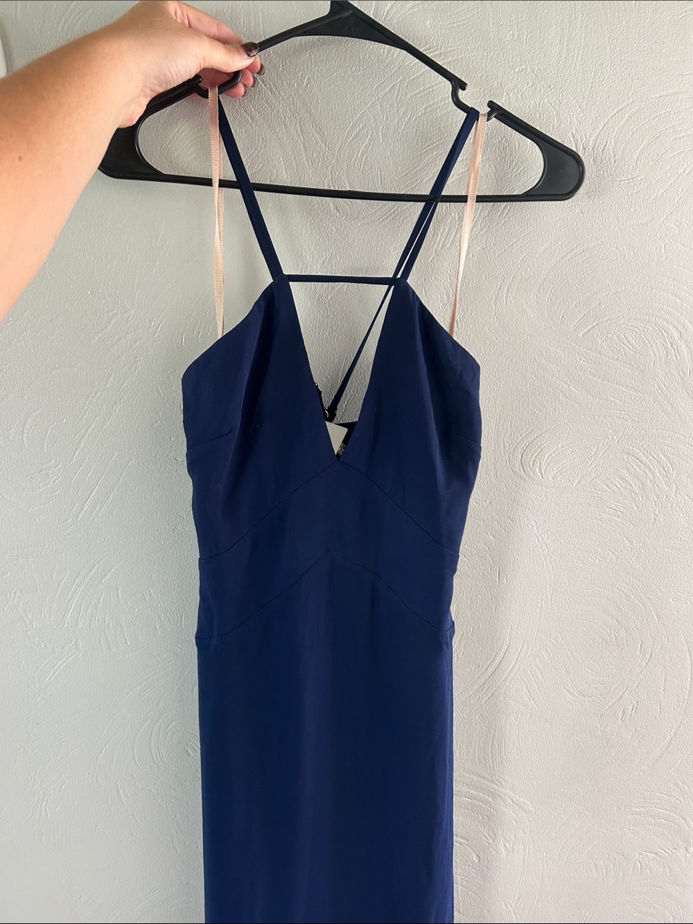 Fame and partners Navy, long maxi slit dress gown
